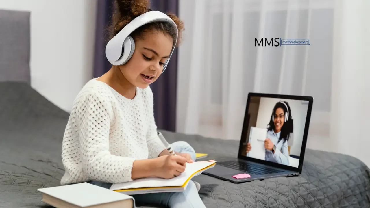 Parent and child using online tutoring at home